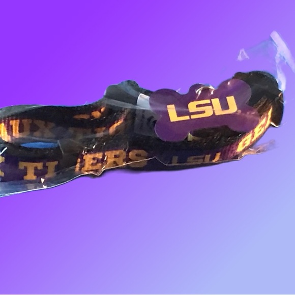 NWT LSU Tigers Adjustable Dog Collar & Tag Set ~ LSU Pet ID Plate - Picture 7 of 15